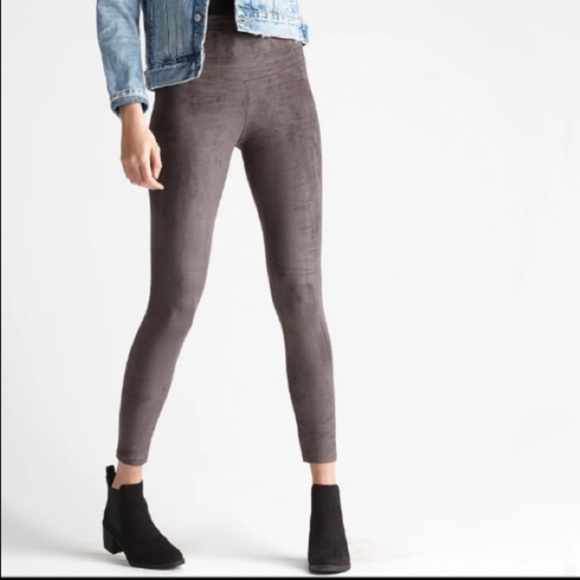 Yummie Women’s Faux Suede Leggings Taupe Size Medium High Waist Velour - Picture 1 of 13